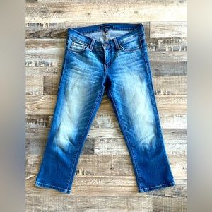 Flying Monkey Crop Jeans Size 27 Blue Med Wash Stretch Denim